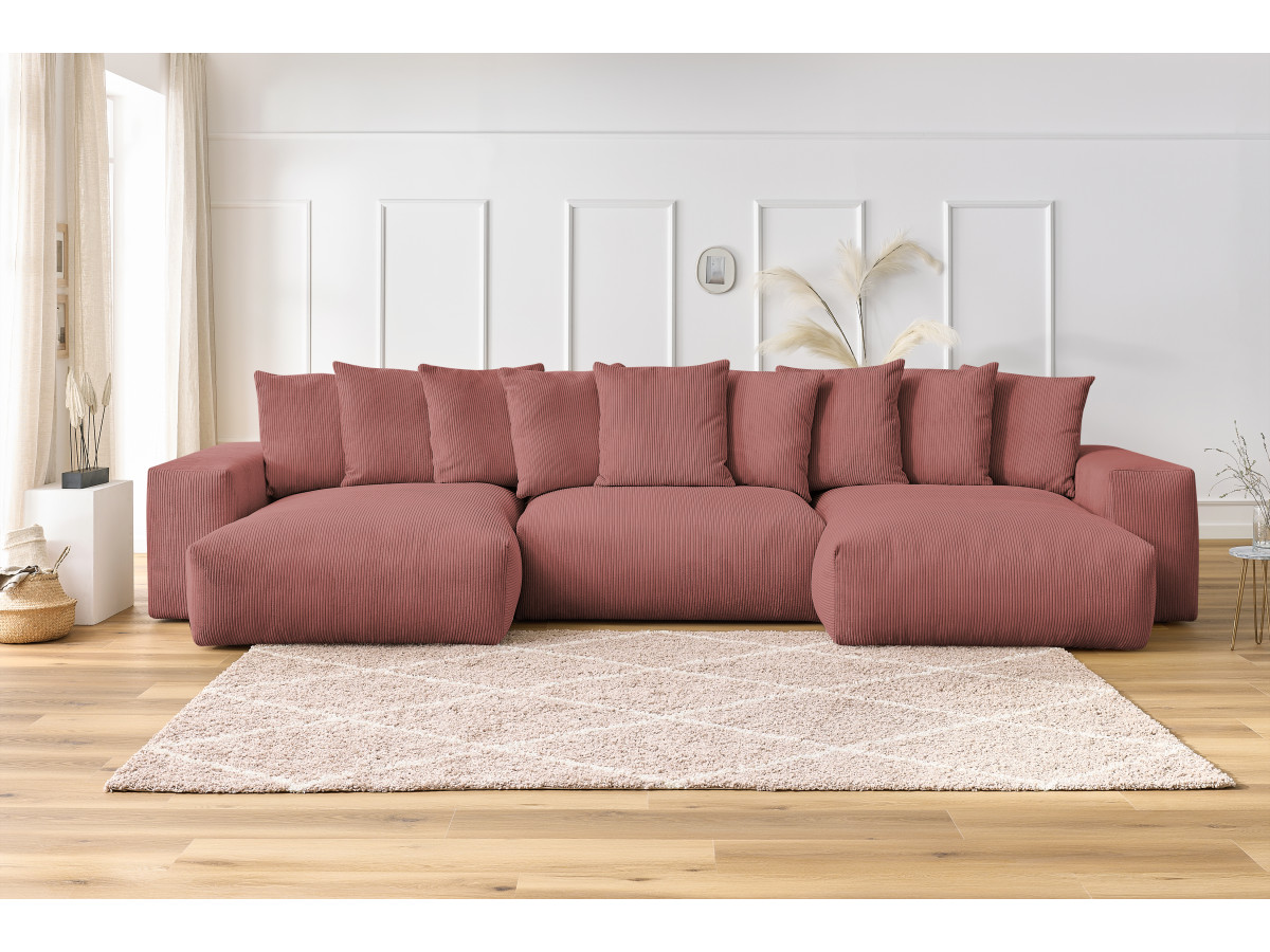 Bobochic Voltaire Wohnlandschaft 420 × 174 cm Cordsamt Rosa
