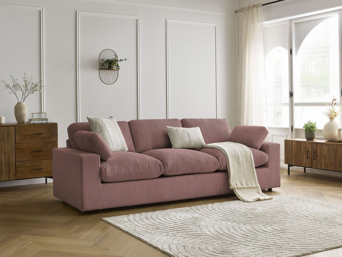 Bobochic Belair Sofa 3-Sitzer 250 × 93 cm Cordsamt Rosa