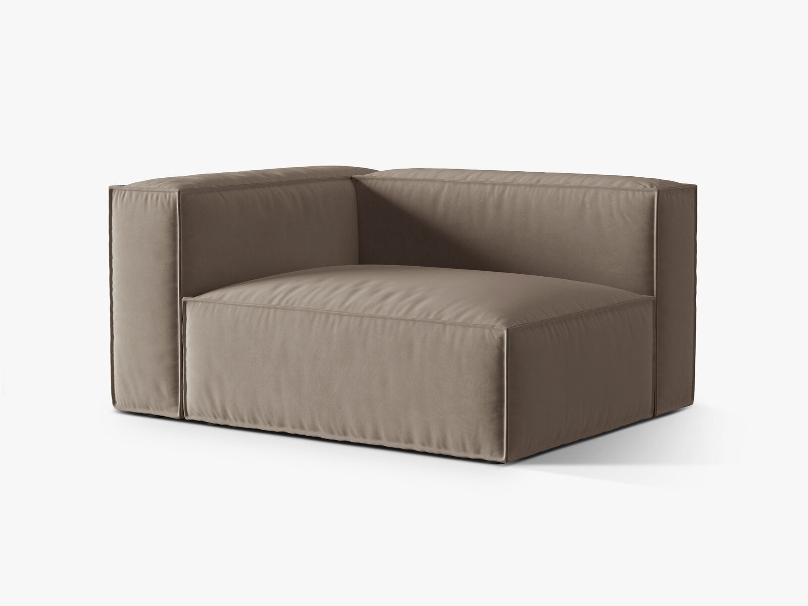 Micadoni Eckmodul Nuria 2-Sitzer Links Samt Warmes Grau