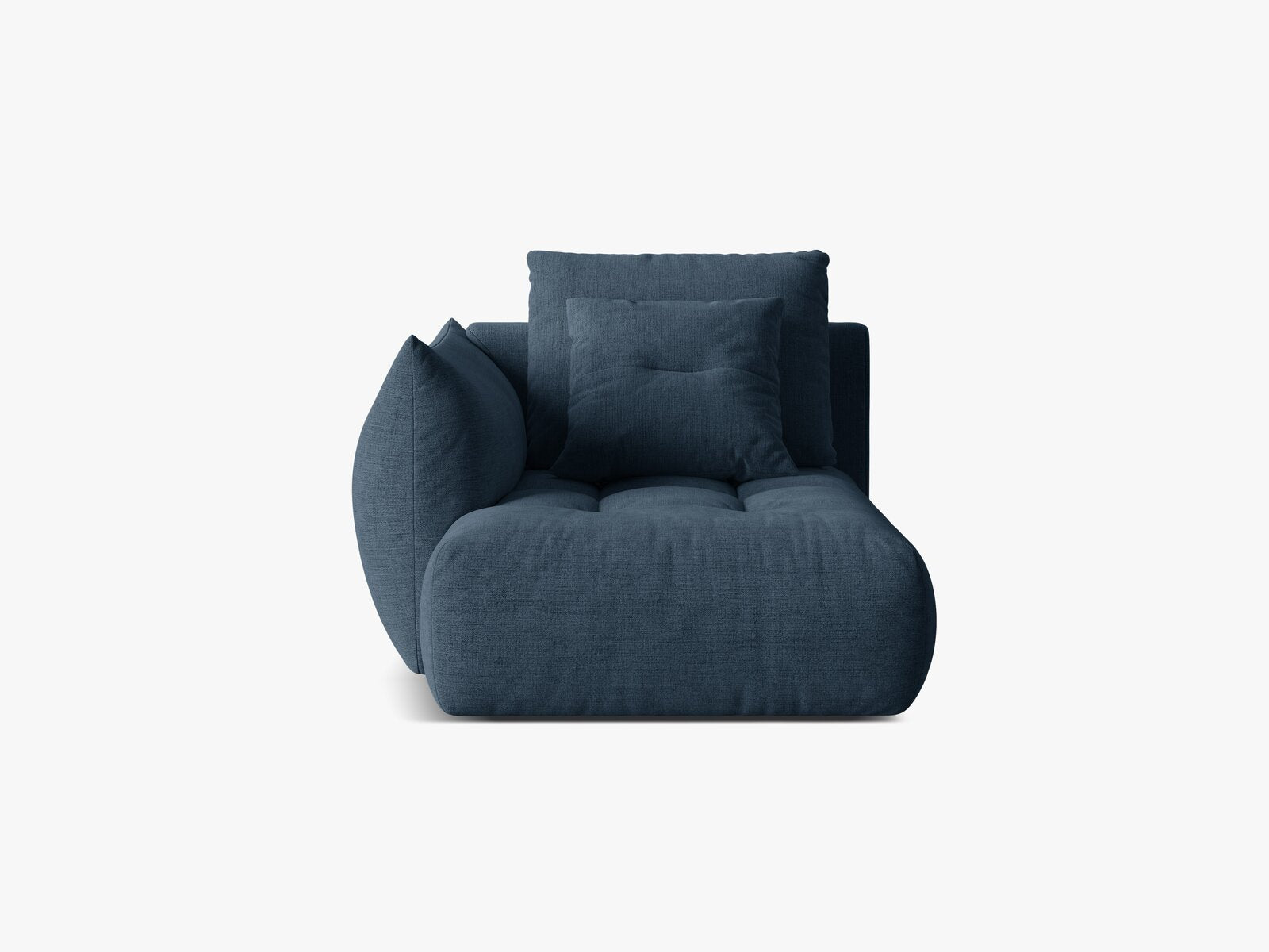 Micadoni Bloom Chaiselongue Links Strukturierter Stoff Wind Marineblau