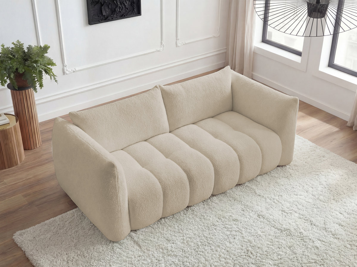 Bobochic Azra Sofa 3-Sitzer Bouclé-Stoff Beige