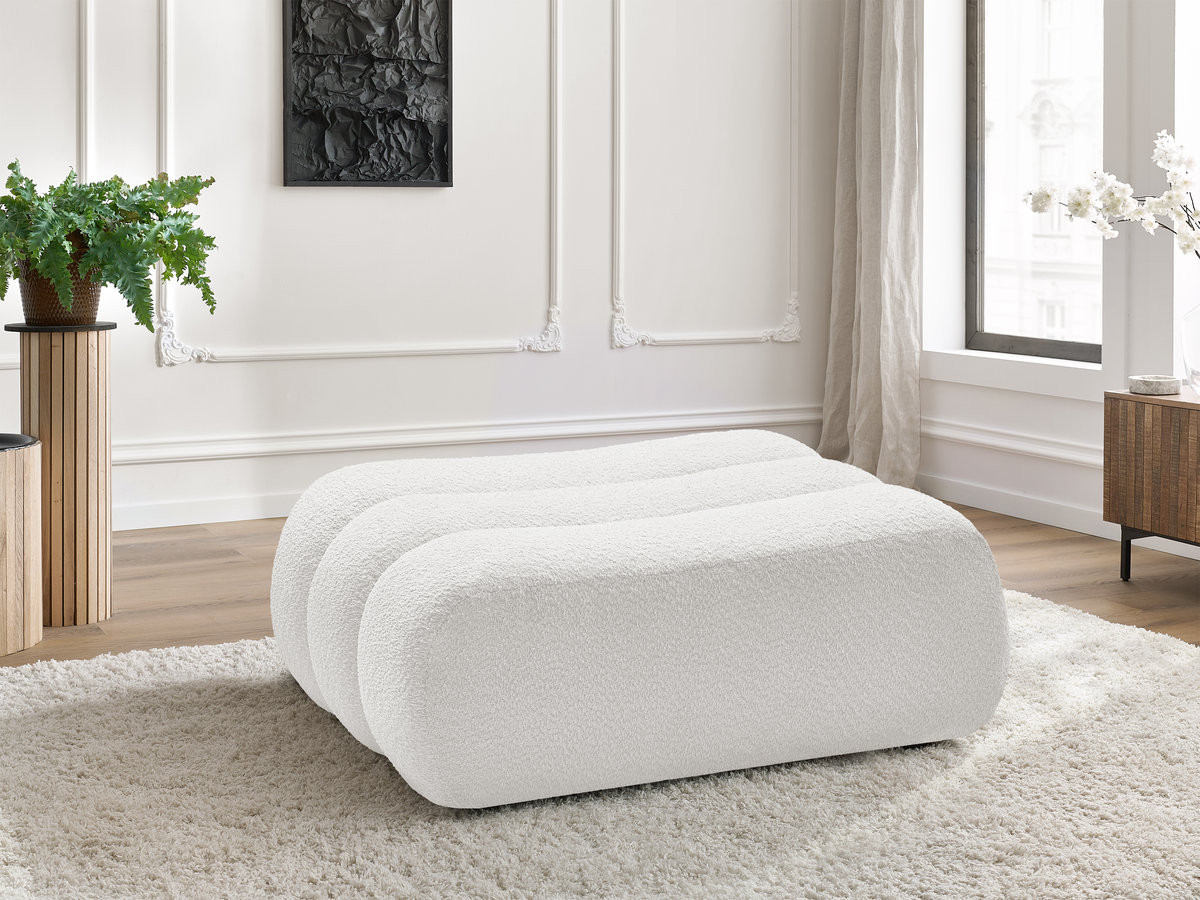 Bobochic Azra Pouf Bouclé-Stoff Weiß