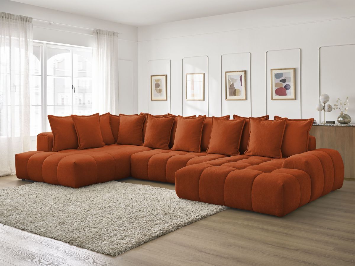 Bobochic Everest Wohnlandschaft, 14 Kissen Strukturstoff Orange Ecke rechts