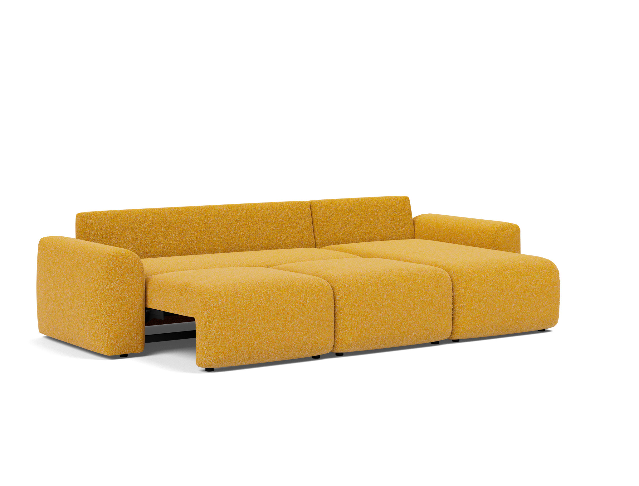 Schlafsofa Norum mit Chaiselongue und Chunky-Armlehnen Boucle Skandi 536-Ochre