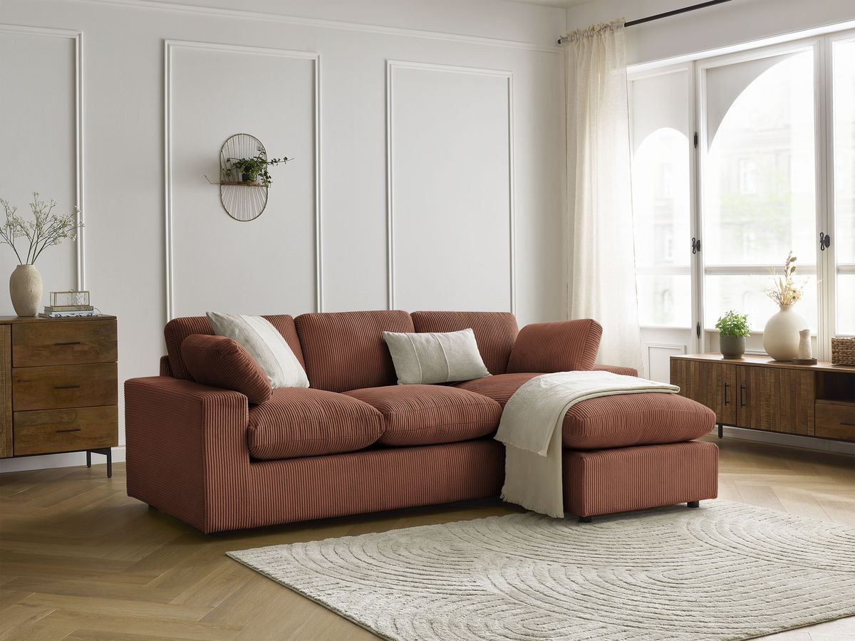 Bobochic Belair Ecksofa 220 × 139 cm Cordsamt Orange