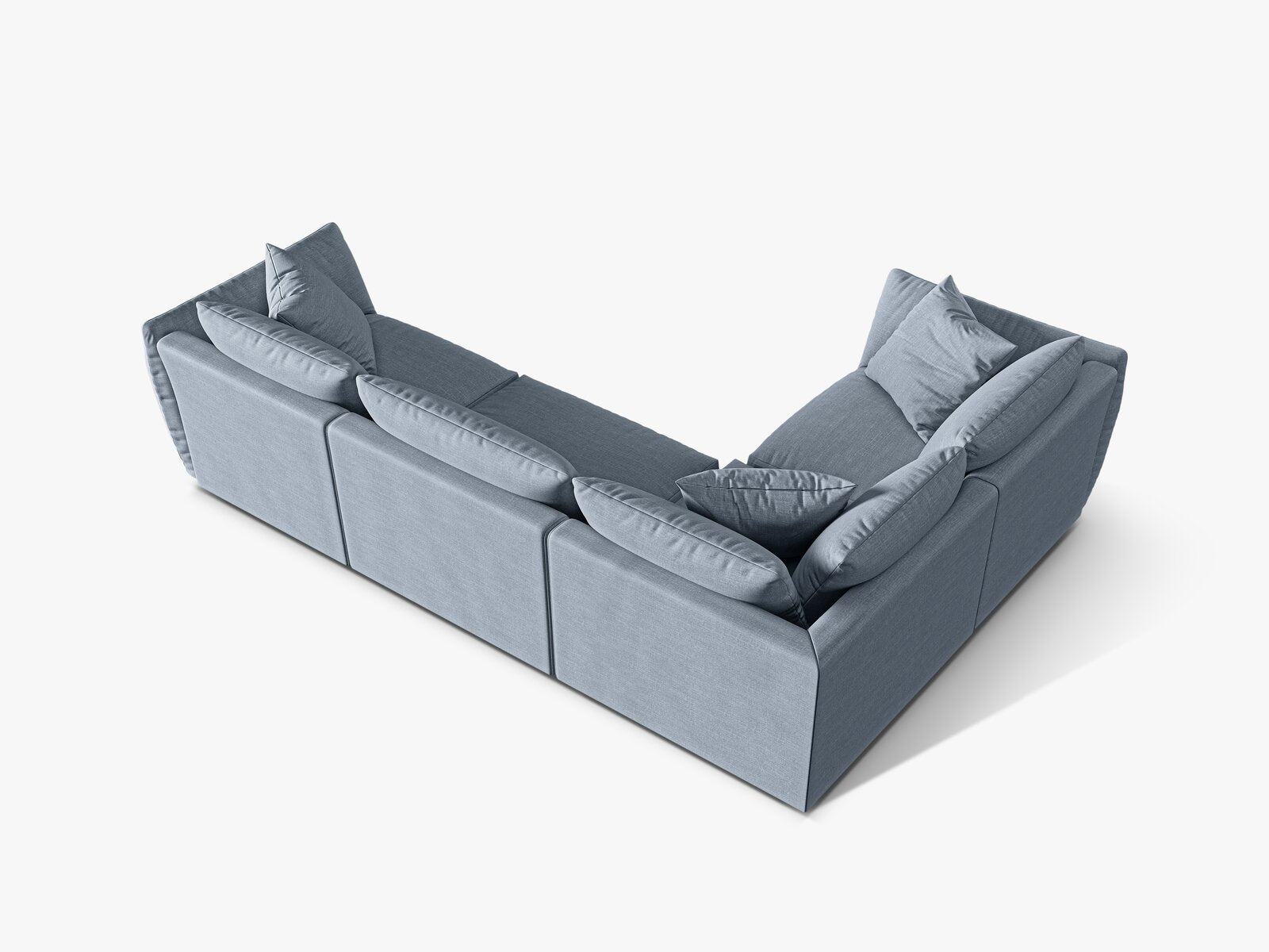 Micadoni Ecksofa Chris 4-Sitzer Links Strukturierter Stoff Gedämpftes Blau