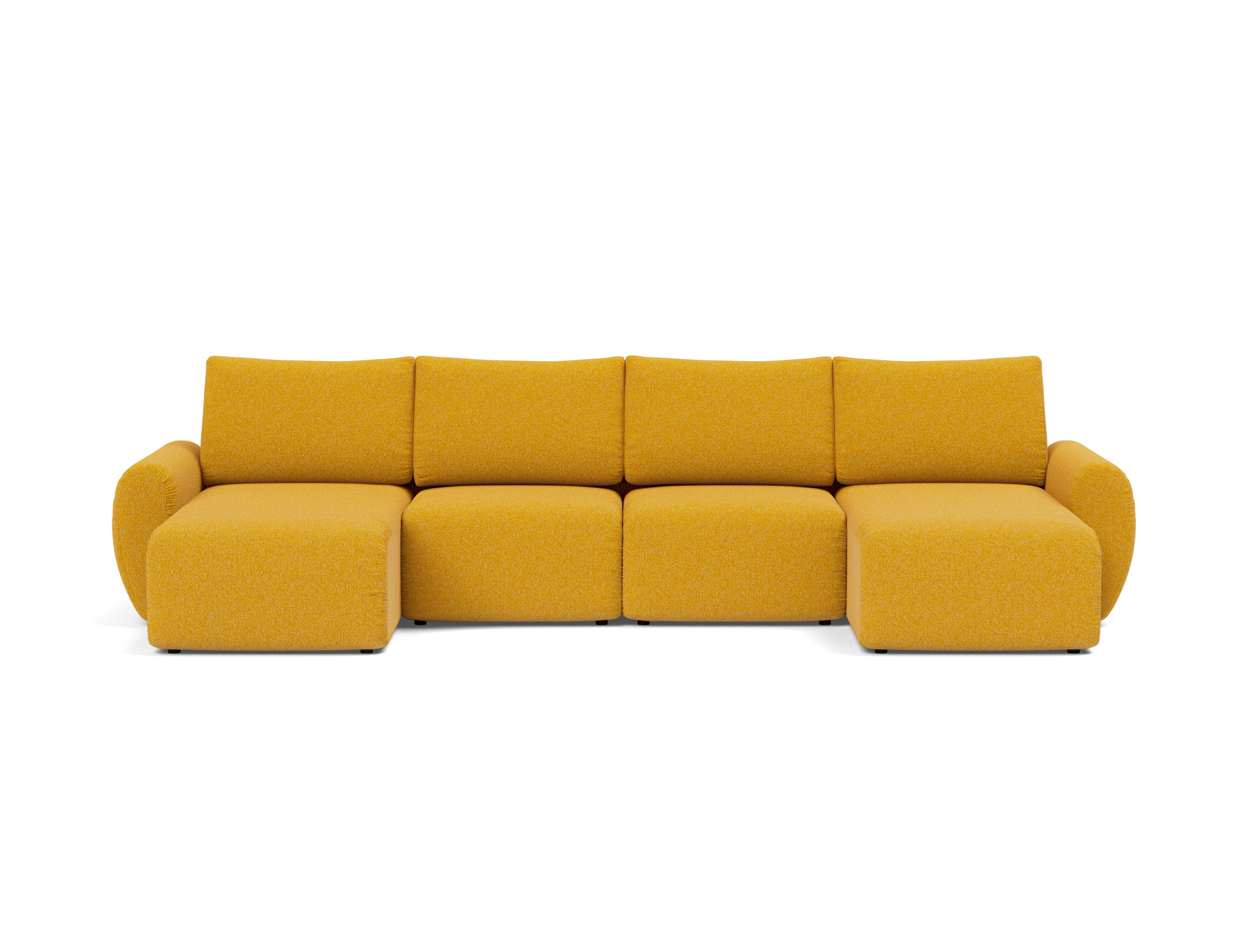 Schlafsofa Norum U-Form mit Curve-Armlehnen Boucle Skandi 536-Ochre