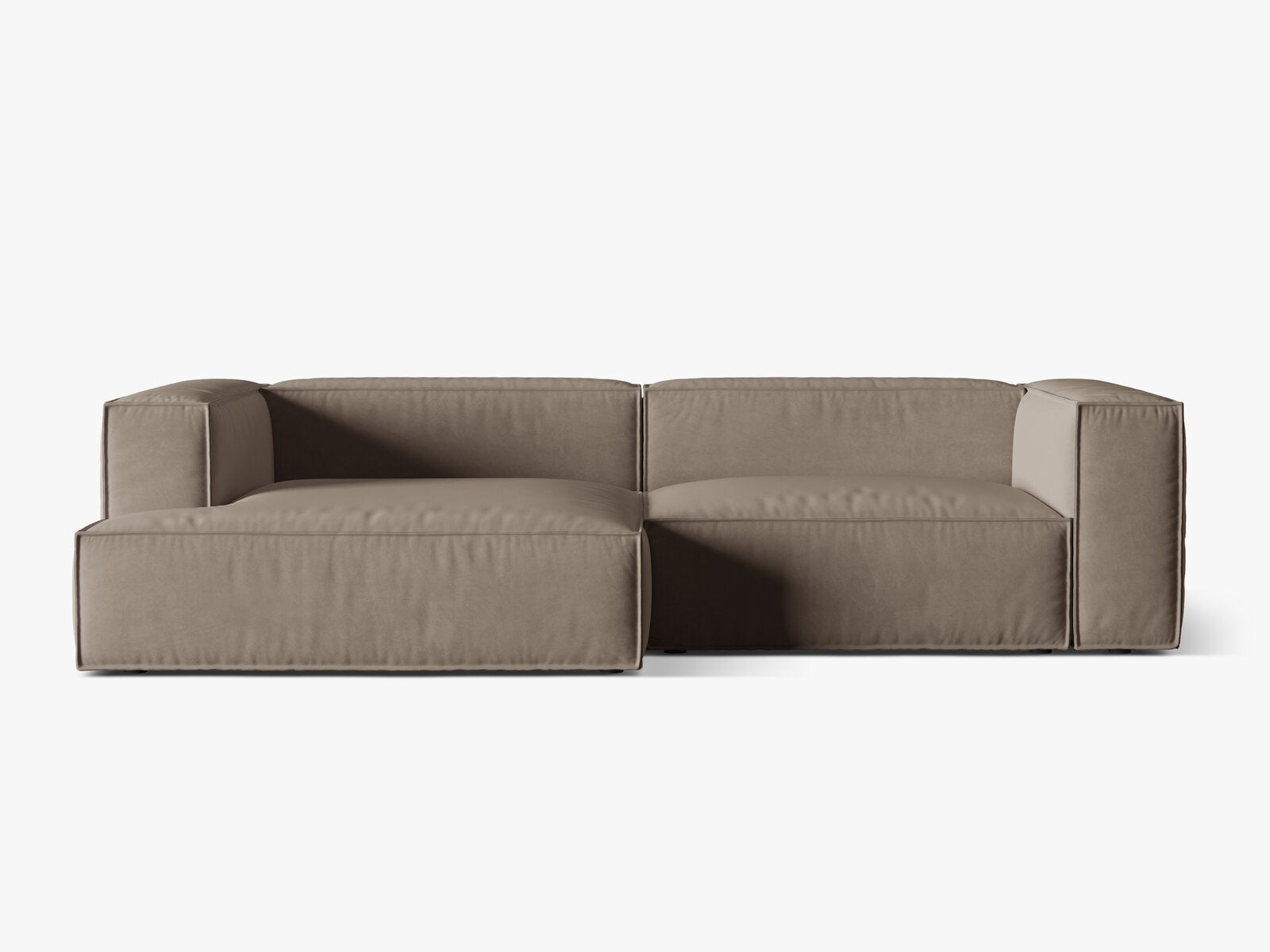 Micadoni Ecksofa Nuria 4-Sitzer Links Samt Warmes Grau