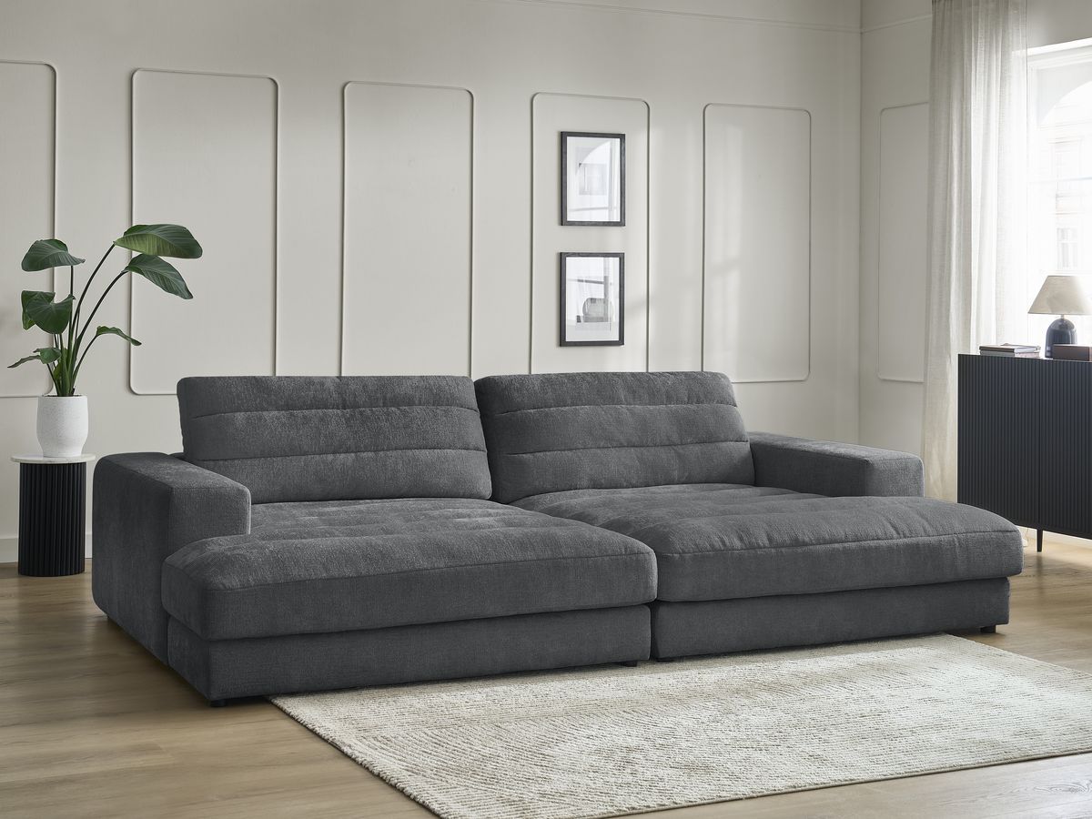 Bobochic Sierra Sofa 4-Sitzer Strukturstoff Dunkelgrau