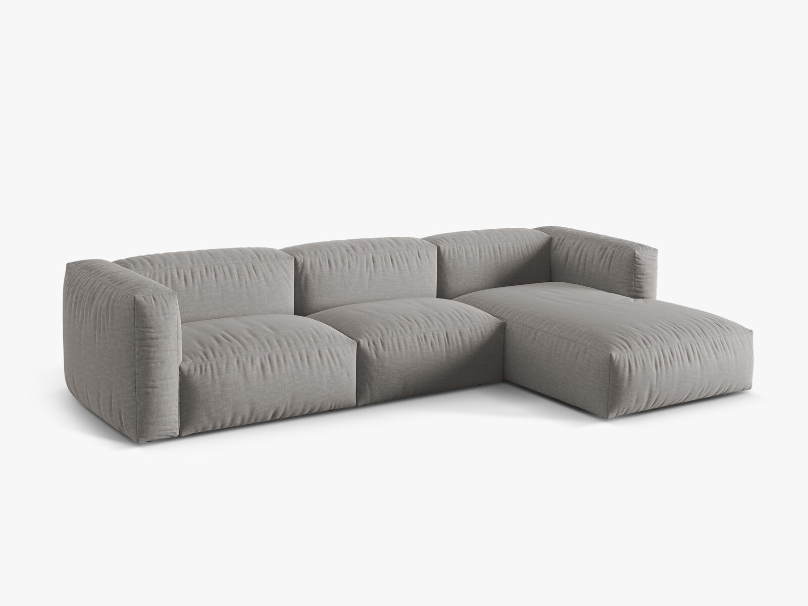 Micadoni Ecksofa Martina 3-Sitzer Rechts Strukturierter Stoff Boston Hellgrau