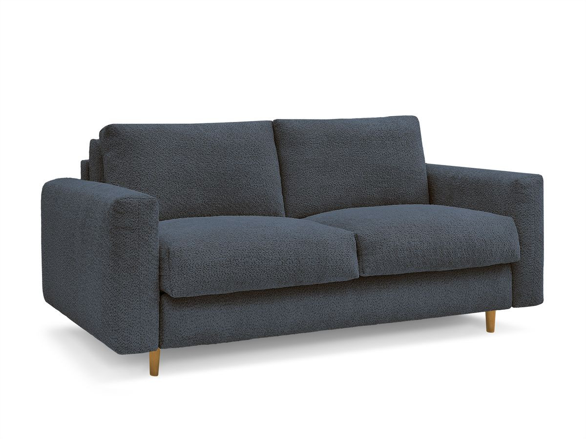 Bobochic Cocoone Schlafsofa 3-Sitzer Bouclé-Stoff Dunkelblau, Liegefläche 140 × 200 cm
