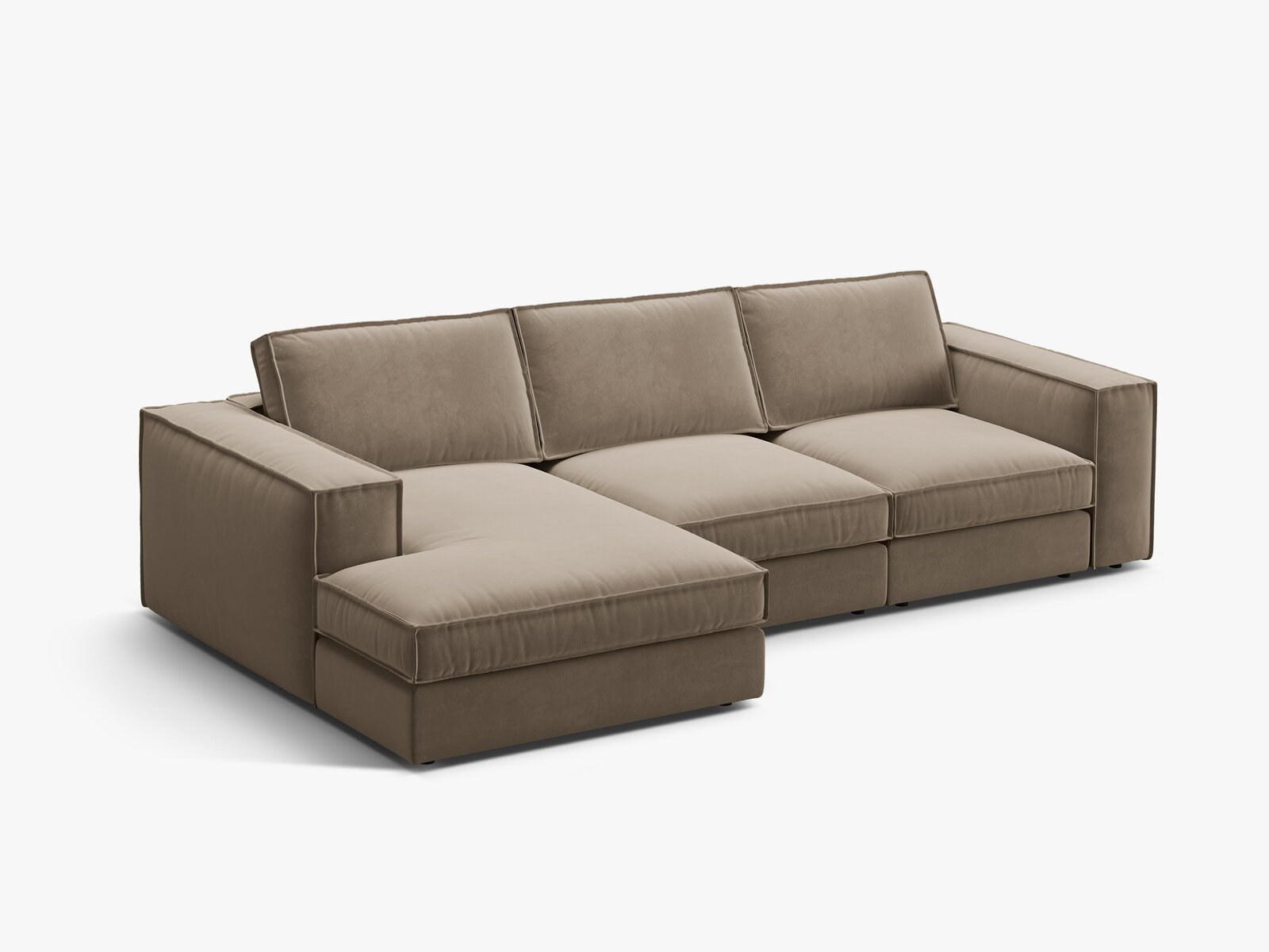 Micadoni modulares Ecksofa Pola 3-Sitzer Links Samt Salvador Grau Braun