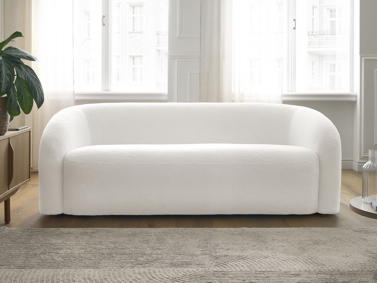 Bobochic Elina Sofa 3-Sitzer Bouclé-Stoff Weiß