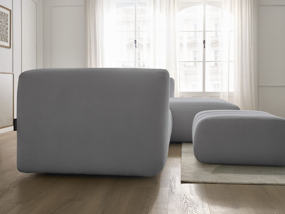 Bobochic Talia Ecksofa mit Pouf Melange-Stoff Hellgrau Ecke rechts