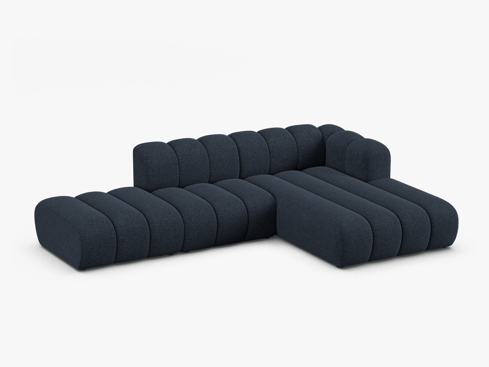 Micadoni Modulares Ecksofa offen Lupine 5-Sitzer Rechts Chenille Eden Marineblau