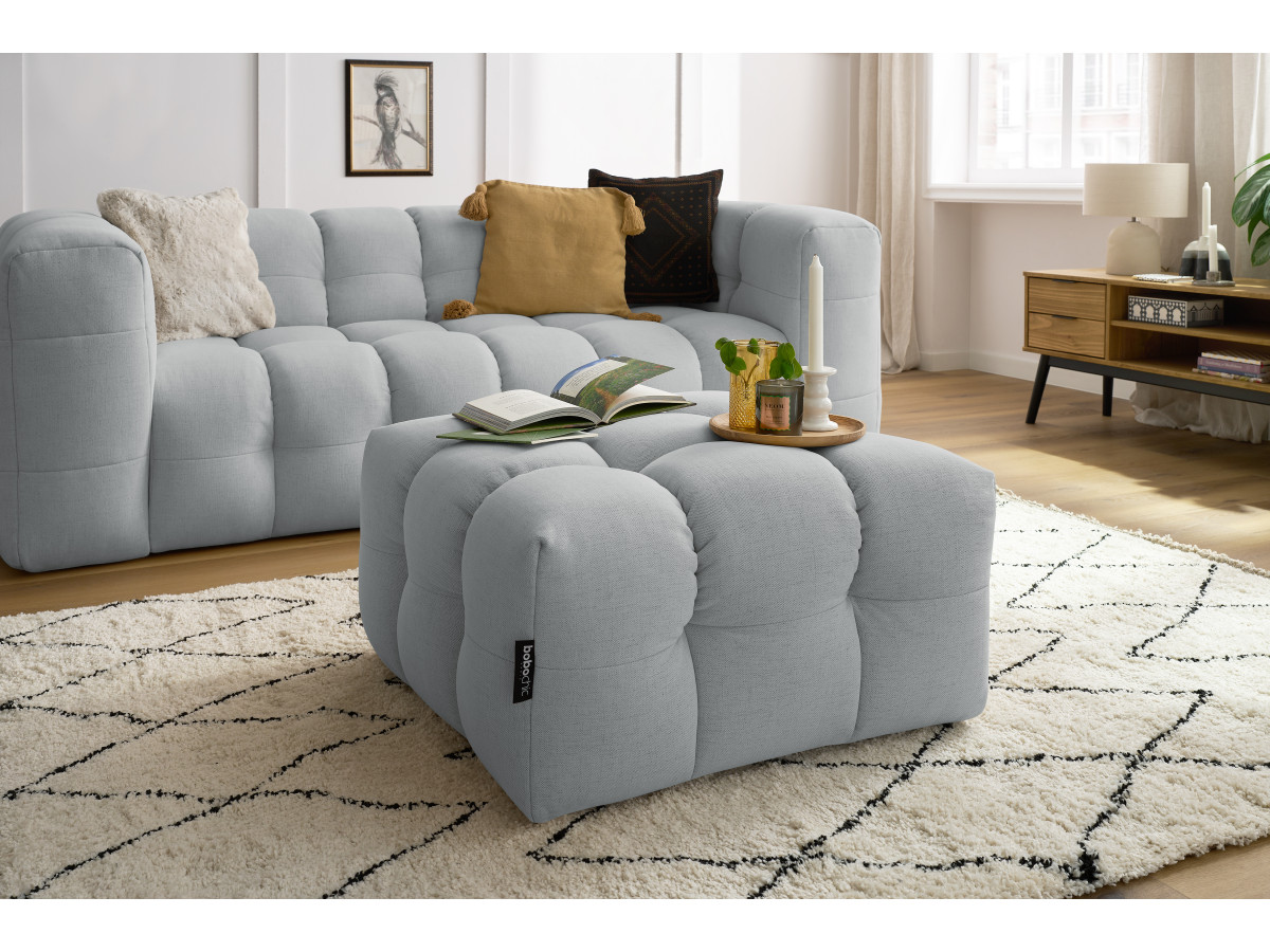 Bobochic Cloud Sofa 4-Sitzer mit Pouf Stoff Hellgrau