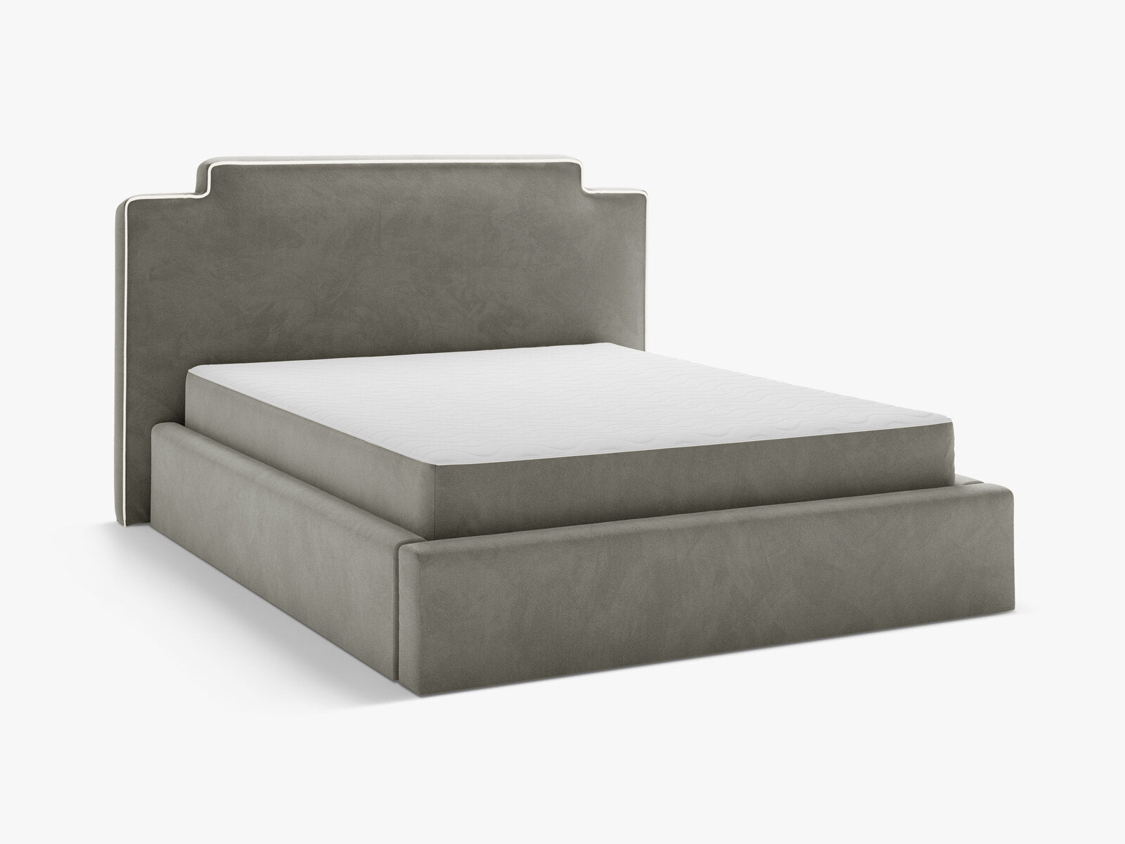 Micadoni Princess Samtbett mit Bettkasten und Kopfteil Samt Magic Velvet Elfenbein / Dunkelgrau 140x200
