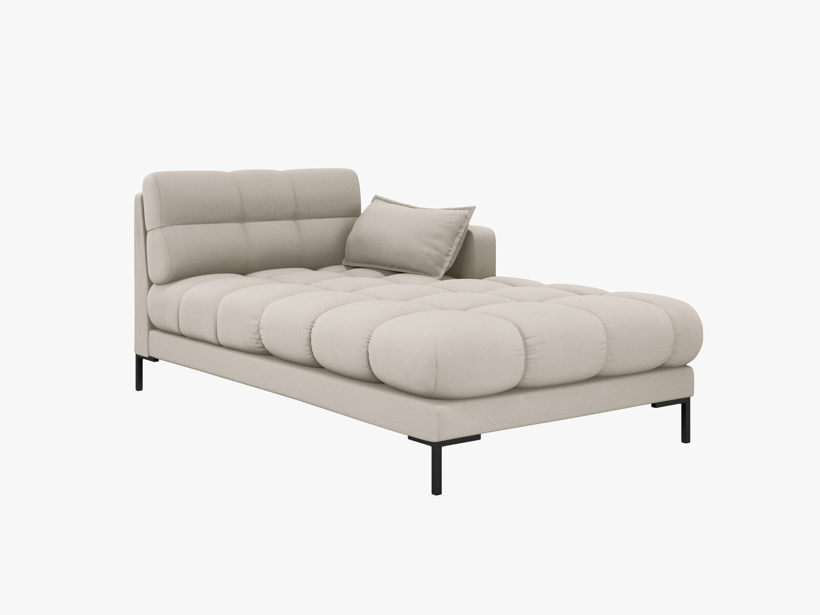 Micadoni Recamiere Mamaia 1-Sitzer Rechts Strukturierter Stoff Neve Beige schwarze Beine