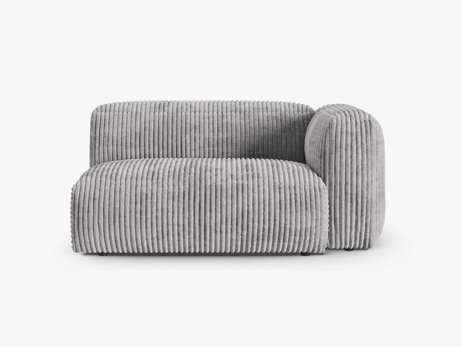 Micadoni Eckmodul mit Armlehne Martina 1-Sitzer Groß 90cm Sitztiefe Rechts Kord Tilia Hellgrau