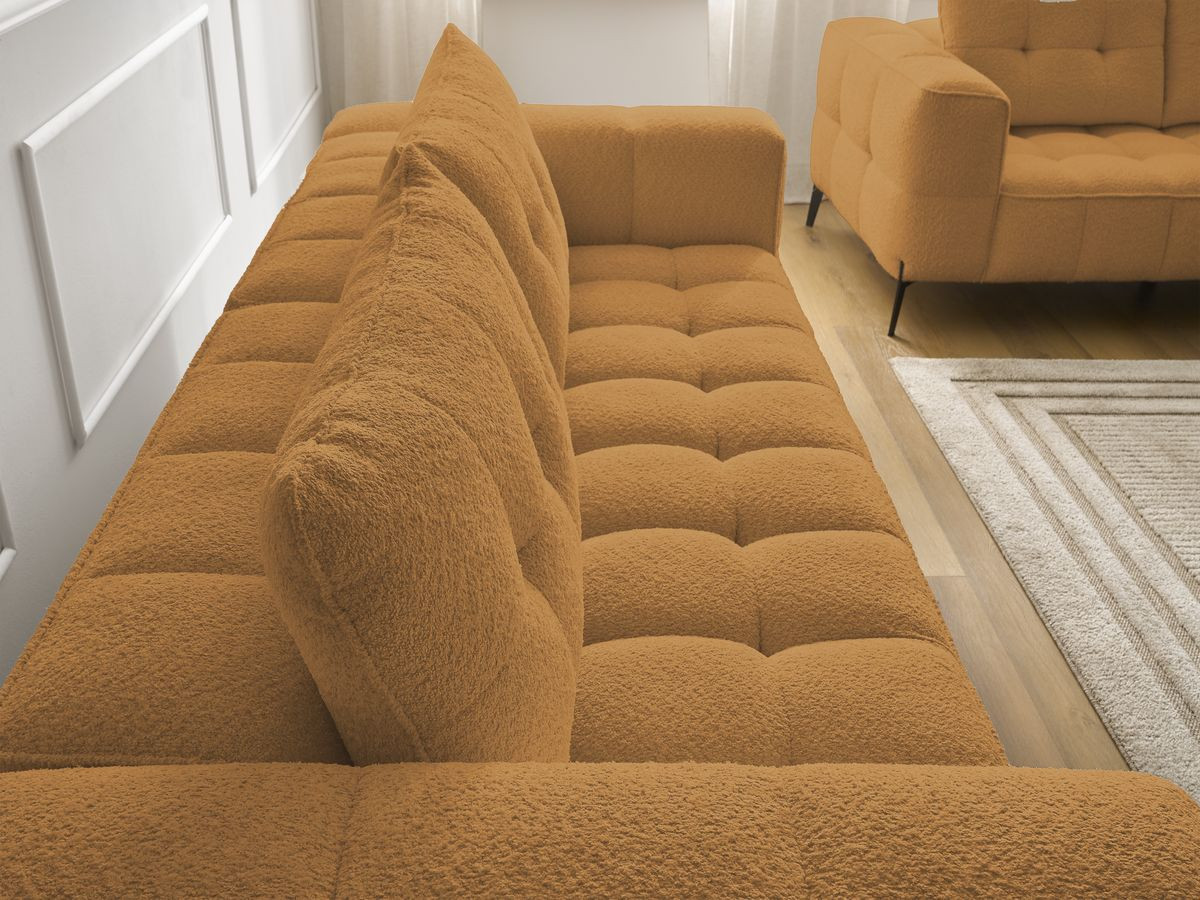 Bobochic Anis Sofa 5-Sitzer mit Pouf Bouclé-Stoff Gelb