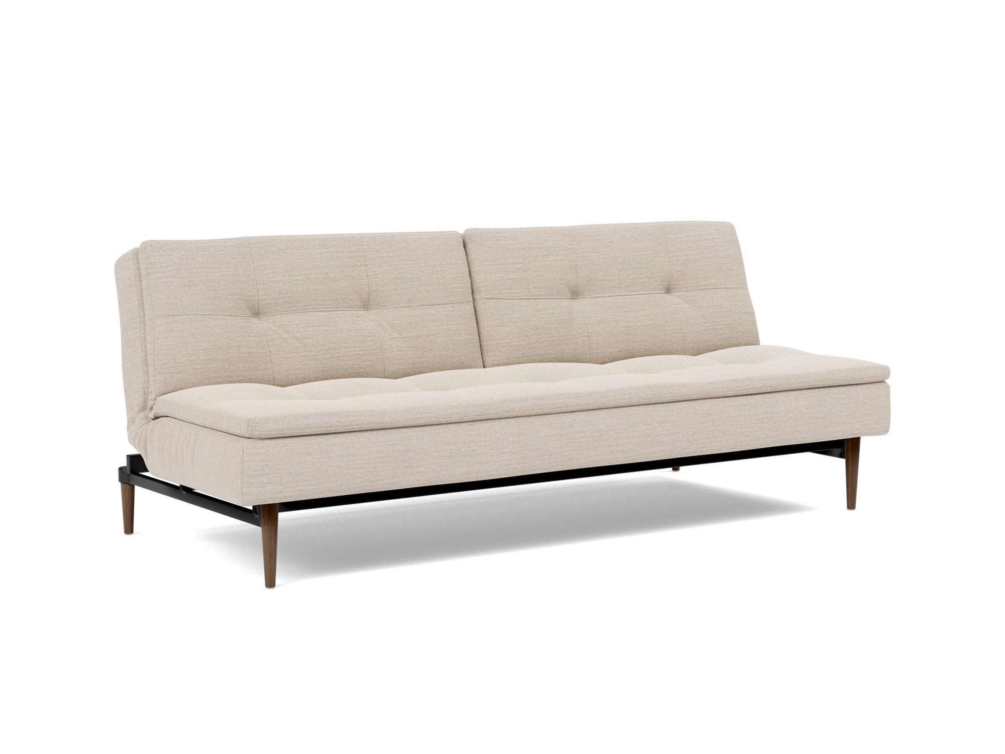 Schlafsofa Dublexo Webstoff Blida 612-Sand-Grey Beine Styletto Eiche dunkel