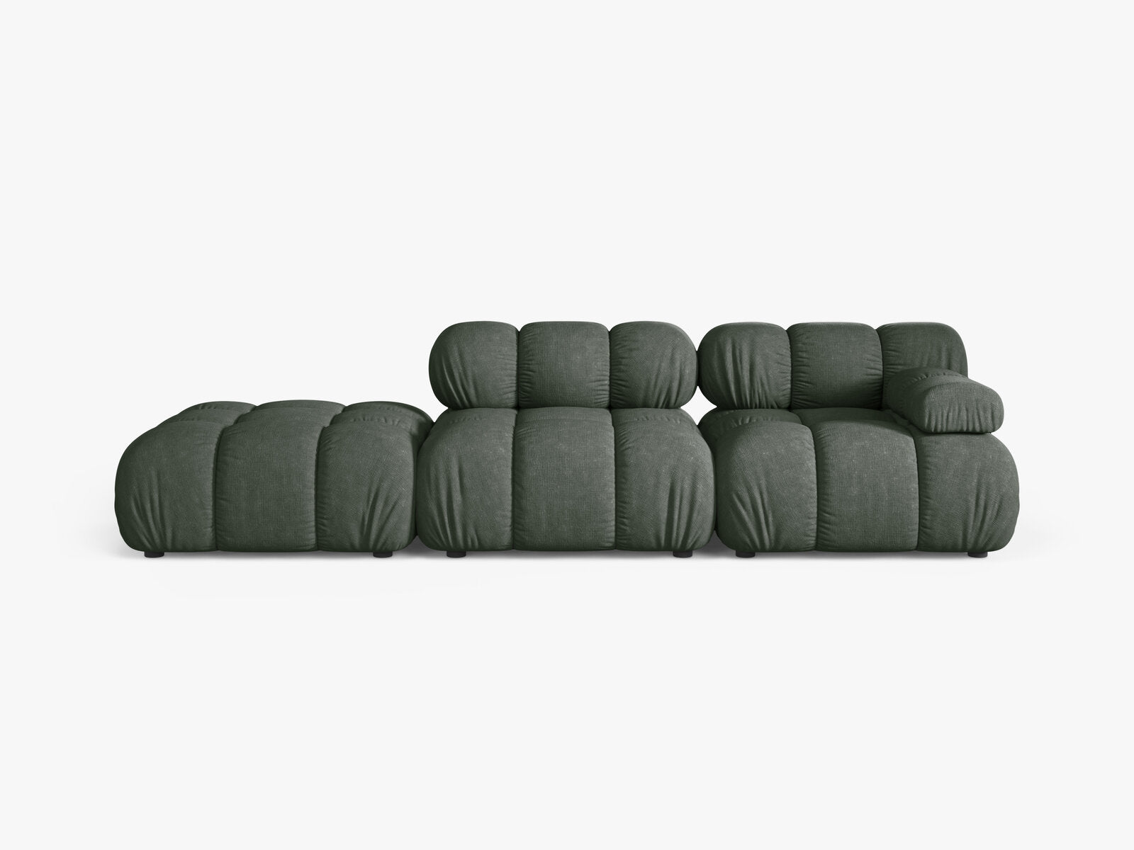 Micadoni Modulares Sofa Bellis 4-Sitzer Links Strukturierter Stoff Liberty Moßgrün