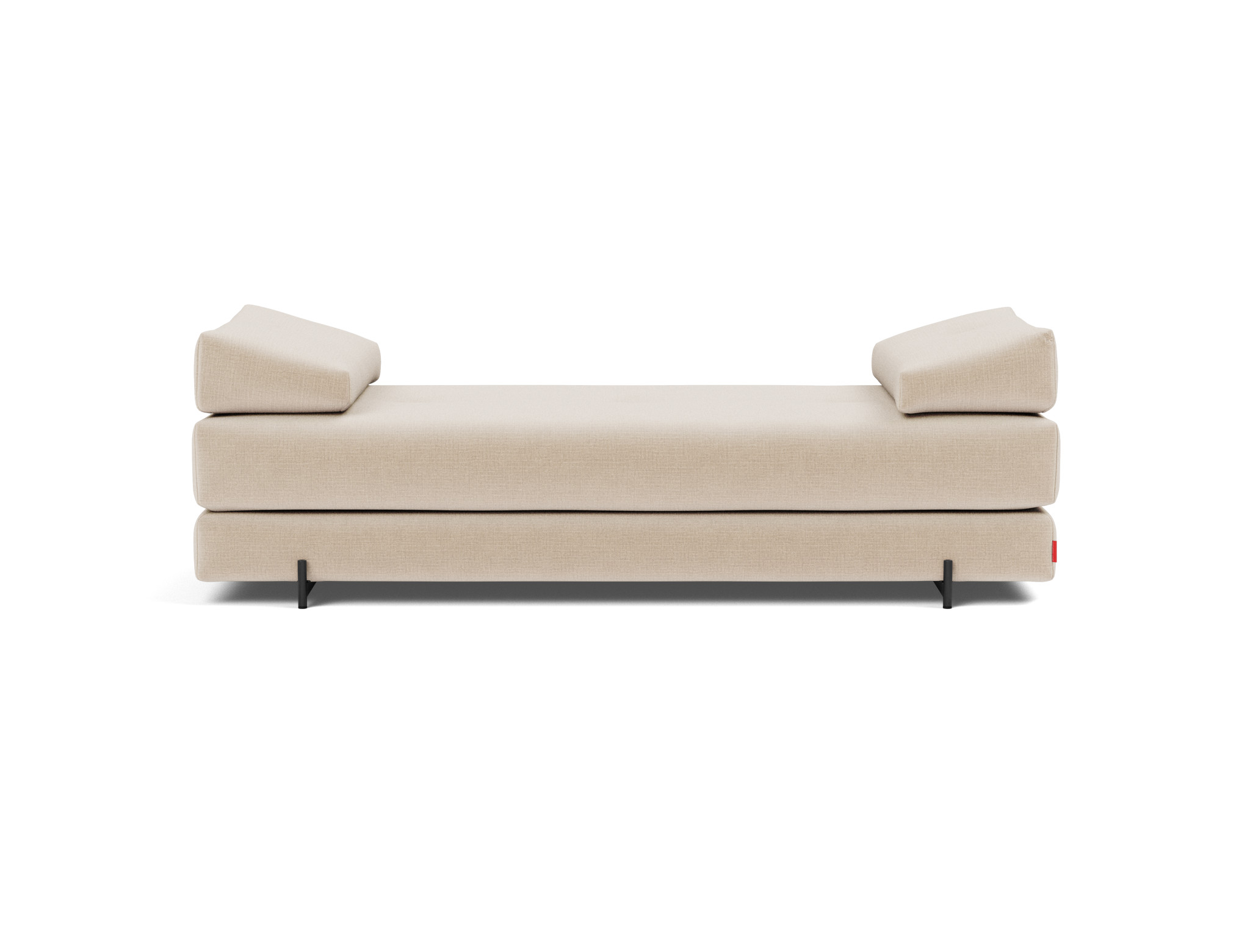 Tagesbett Sigmund Chenille Esina 410-Almond-Beige Beine Indu schwarz