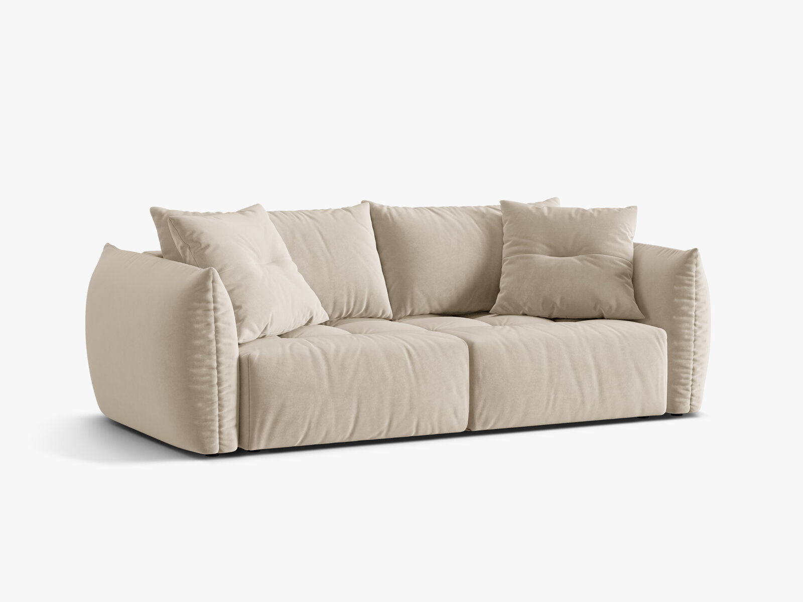 Micadoni Bloom Schlafsofa 3-Sitzer mit Bettkasten Samt Casino Helles Beige