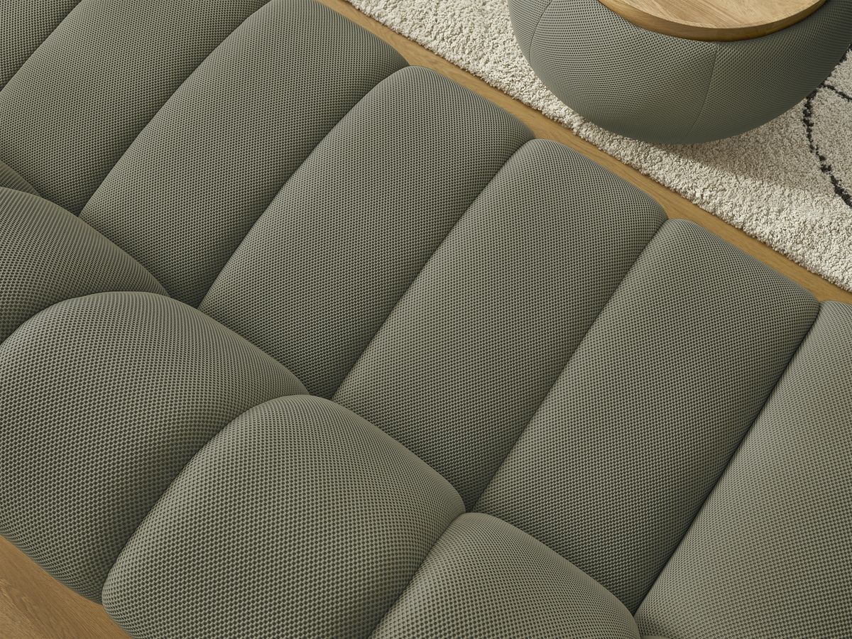 Bobochic Hayden Sofa 2-Sitzer mit Pouf Mesh-Stoff Grün