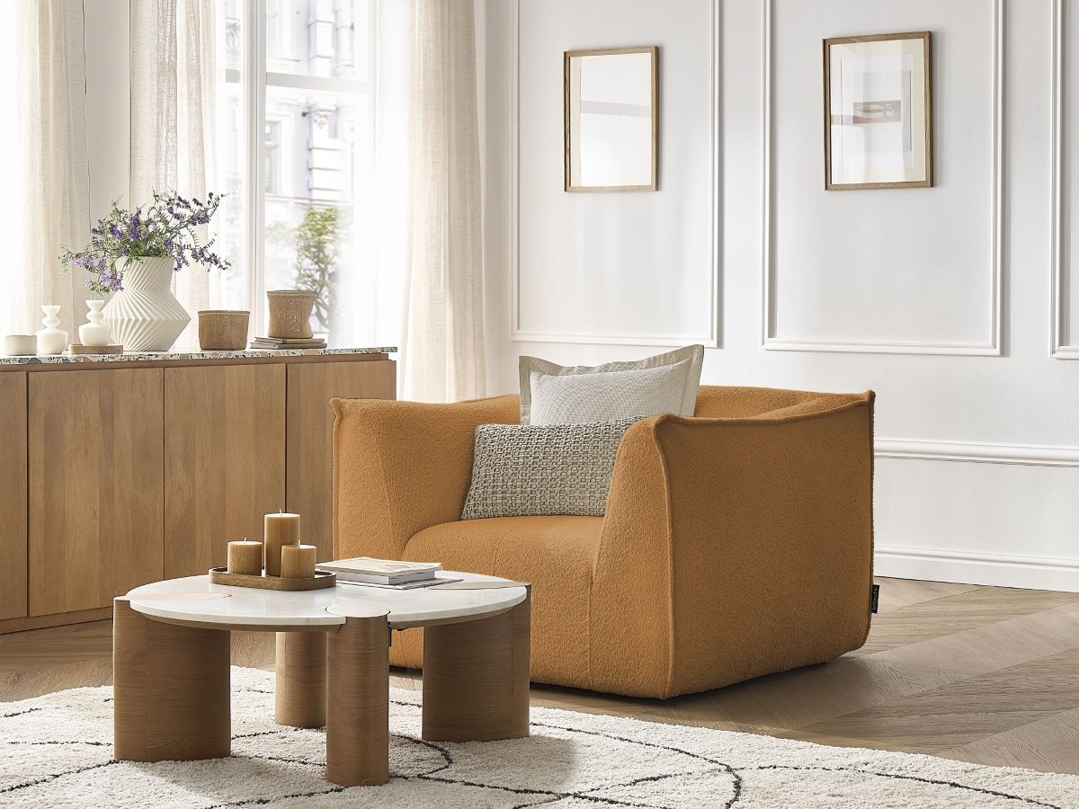 Bobochic Giorgia Sessel Bouclé-Stoff Gelb