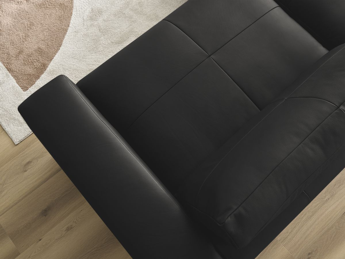 Bobochic Leonard Ecksofa 274 × 159 cm Leder Schwarz Ecke links