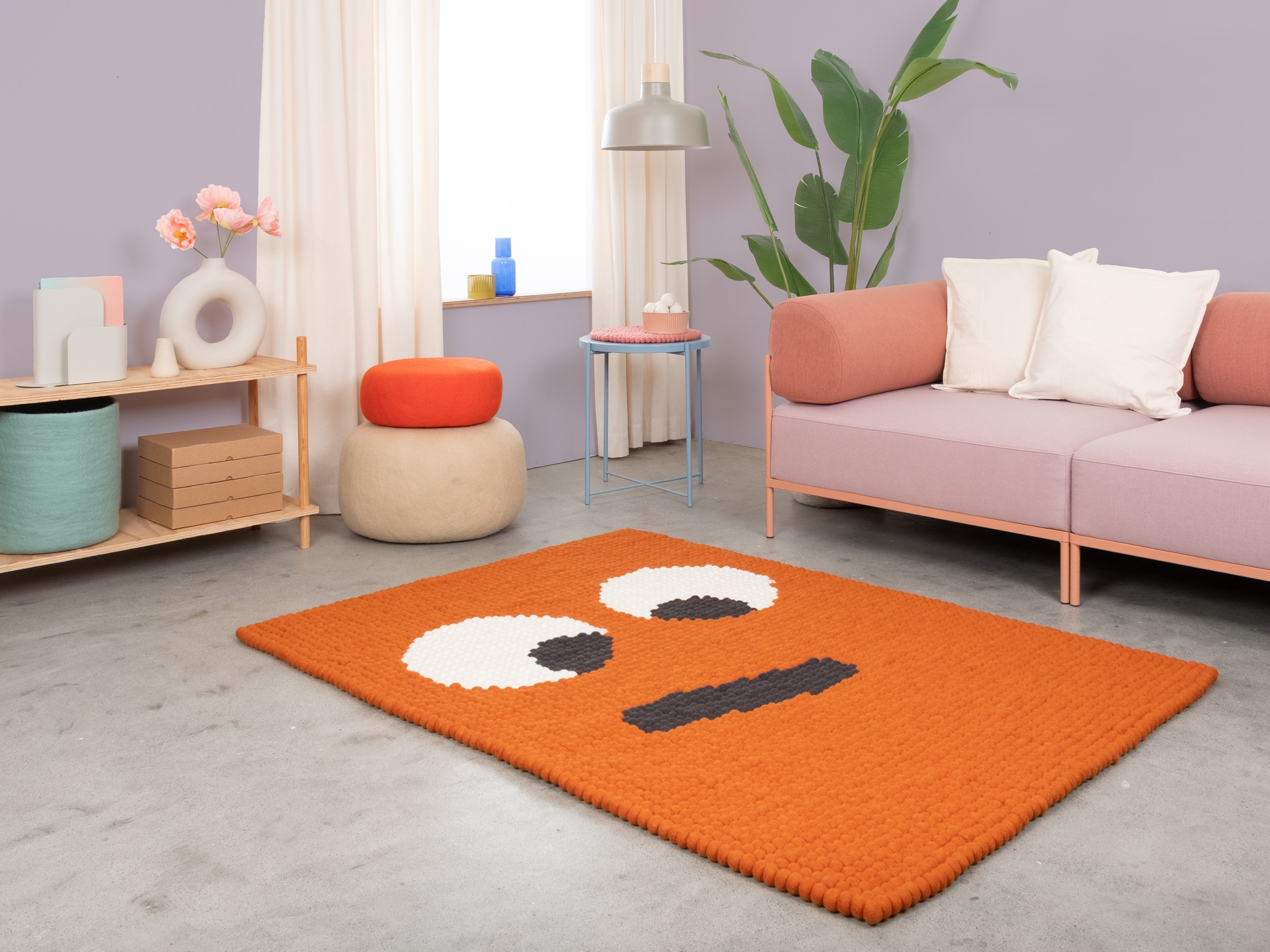 myfelt Dieter Filzkugelteppich Orange