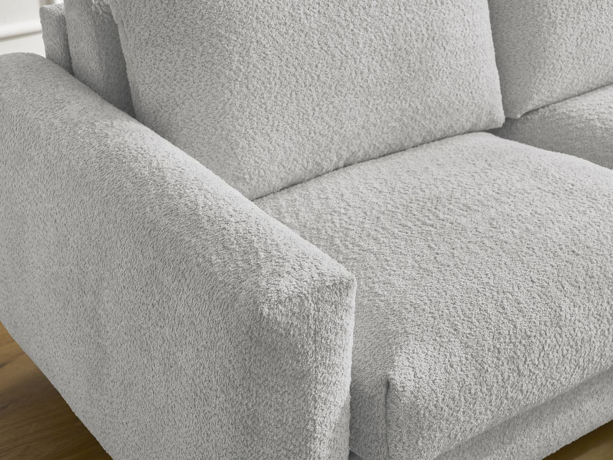 Bobochic Cocoone Schlafsofa 3-Sitzer Bouclé-Stoff Hellgrau, Liegefläche 160 × 200 cm