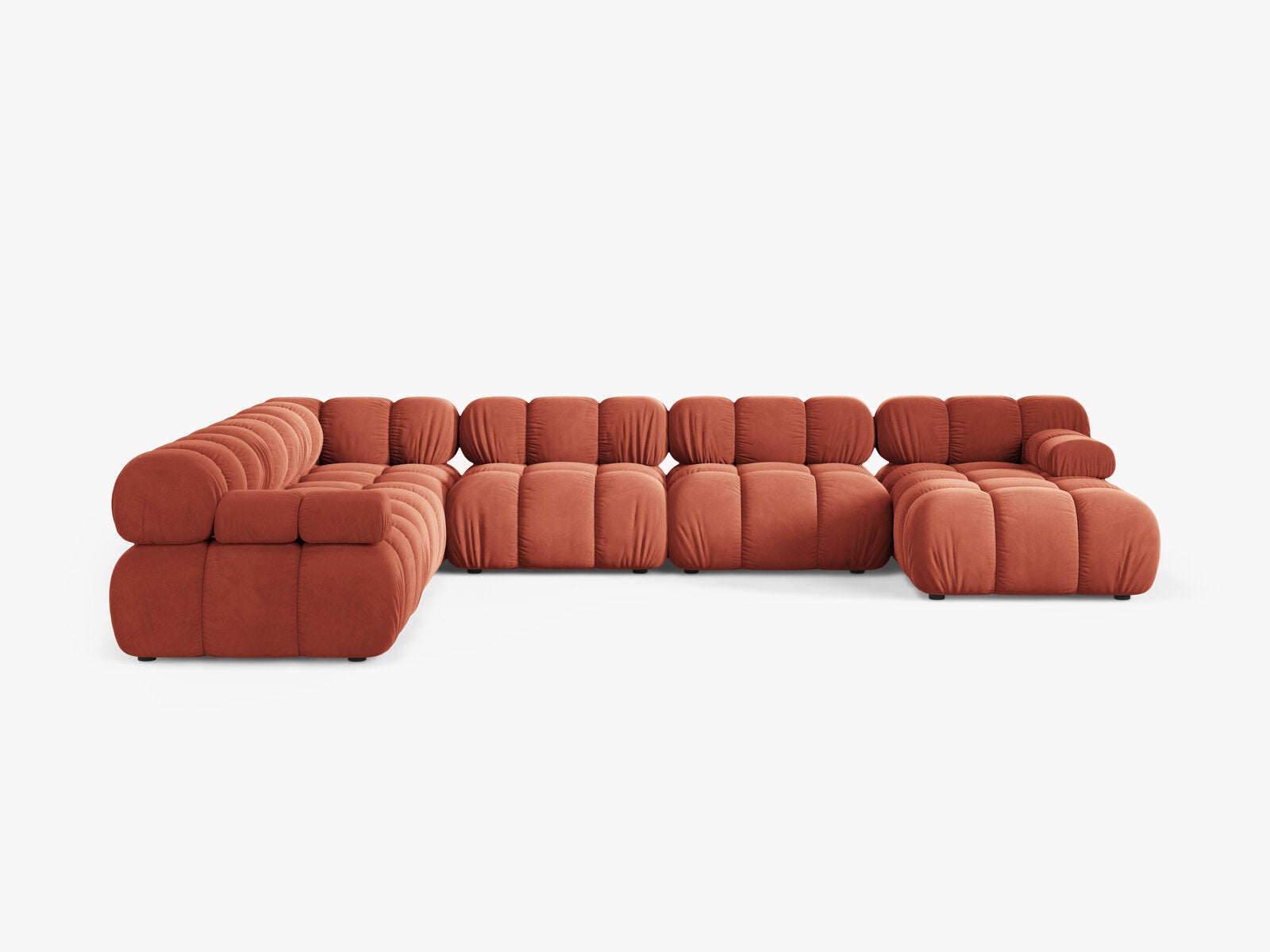 Micadoni Modulares Panorama Ecksofa Bellis 8-Sitzer Links Samt Venus Koralle