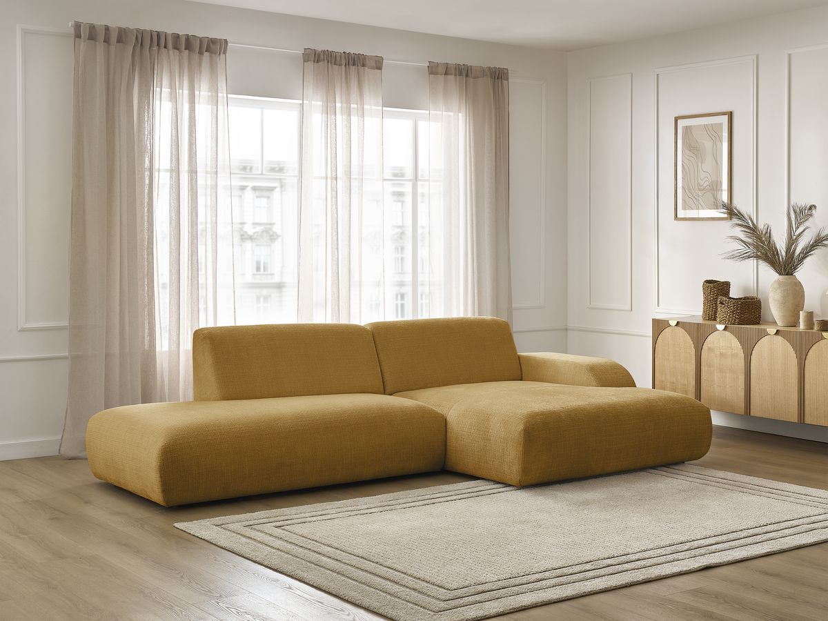 Bobochic Sirius Ecksofa 300 × 170 cm Strukturstoff Gelb Ecke rechts