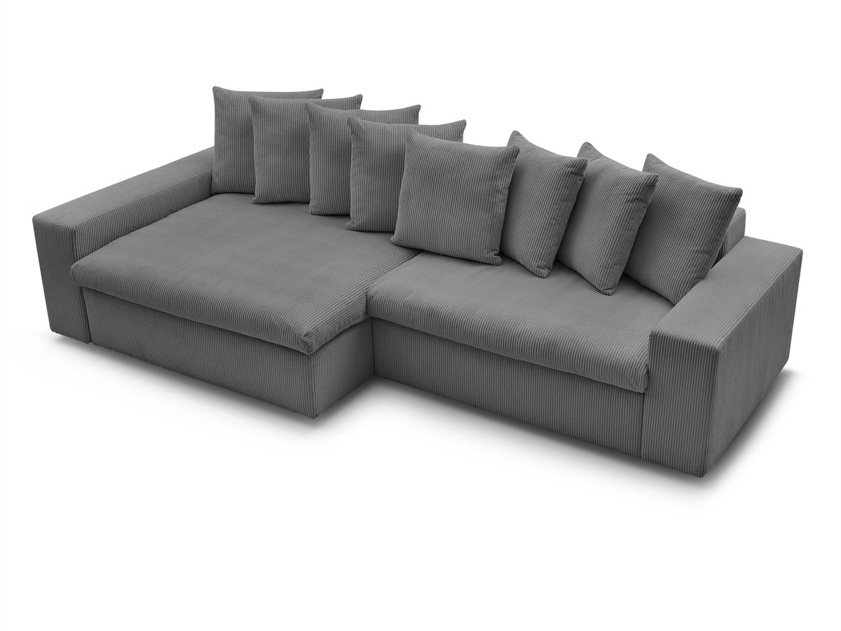 Bobochic Enore Ecksofa 330 × 157 cm Cordsamt Dunkelgrau Ecke links