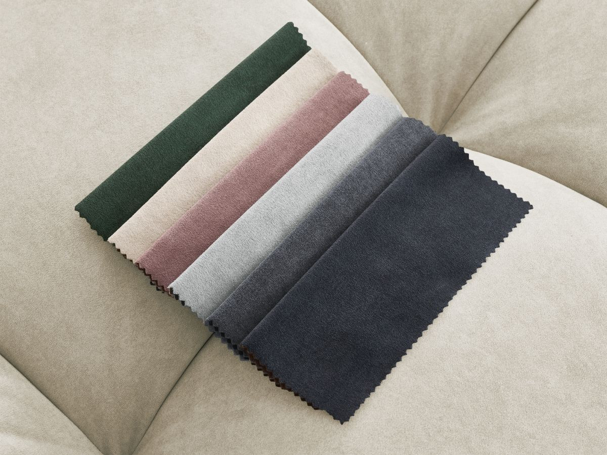Bobochic Mont-blanc Sofa 5-Sitzer mit Pouf Samt Beige Armlehne rechts