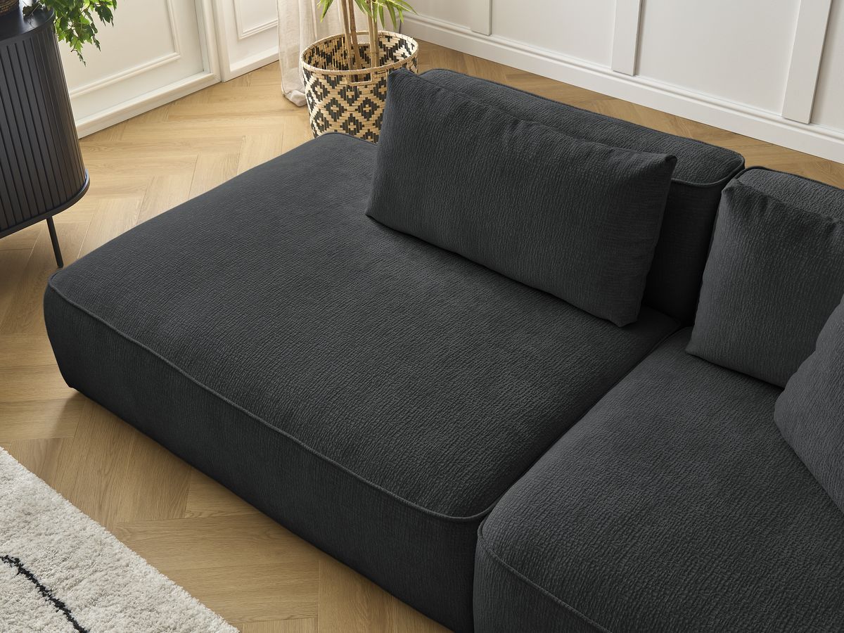 Bobochic Leopold Sofa 3-Sitzer Strukturstoff Schwarz Armlehne rechts