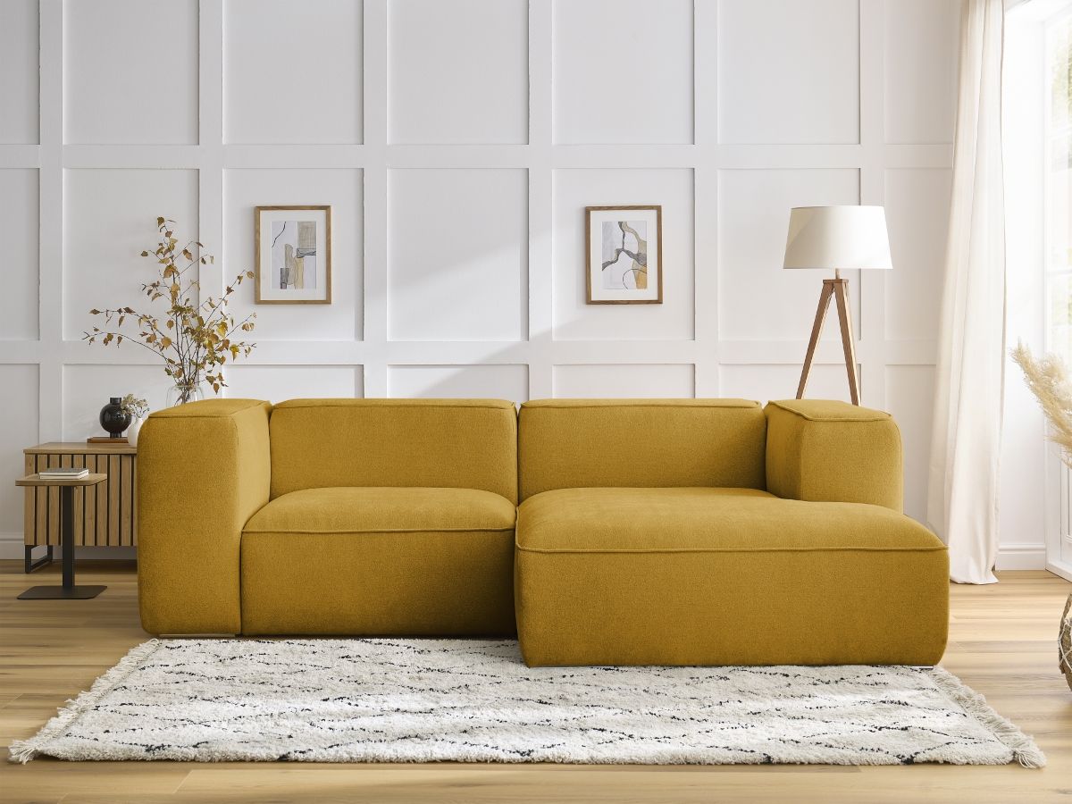 Bobochic Zephyr Ecksofa 260 × 165 cm Strukturstoff Gelb Ecke rechts
