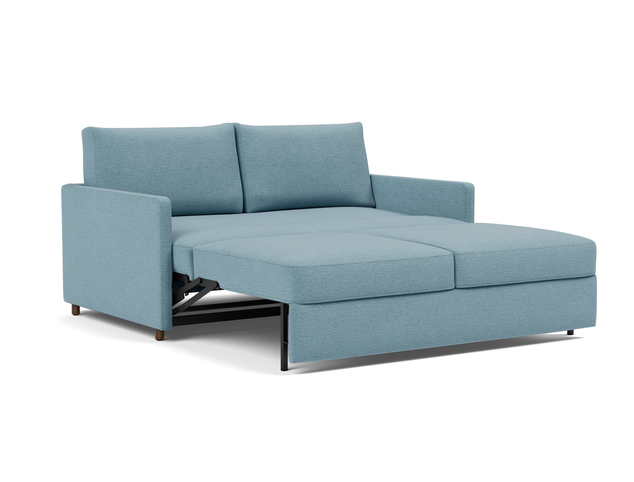Schlafsofa Neah mit Slim-Armlehnen 160 Flachgewebe Mixed Dance 525-Light-Blue