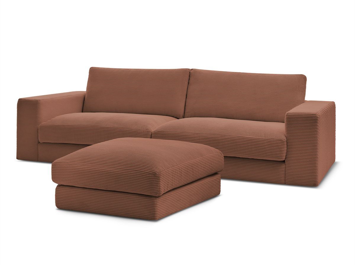 Bobochic Leonard Sofa 4-Sitzer mit Pouf 234 × 109 cm Cordsamt Orange