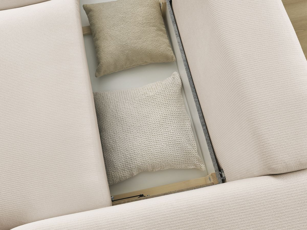Bobochic Ezechiel Schlafsofa 3-Sitzer mit Bettkasten Melange-Stoff Beige