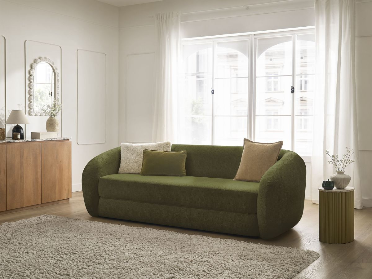 Bobochic Neyo Schlafsofa 3-Sitzer Strukturstoff Grün