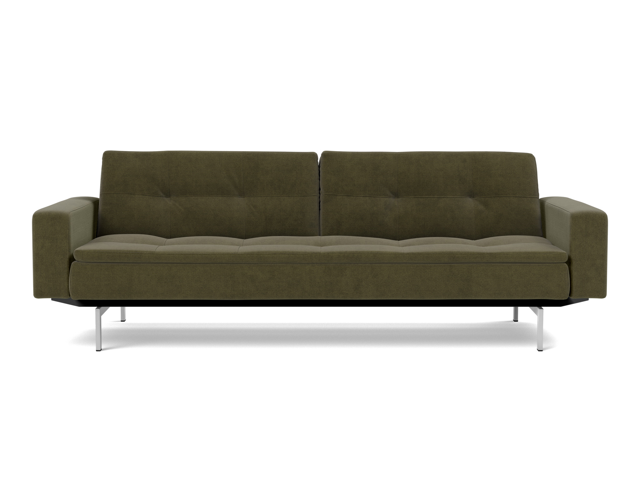 Schlafsofa Dublexo mit Armlehnen Kord Cordufine 316-Pine-Green Beine Chrom