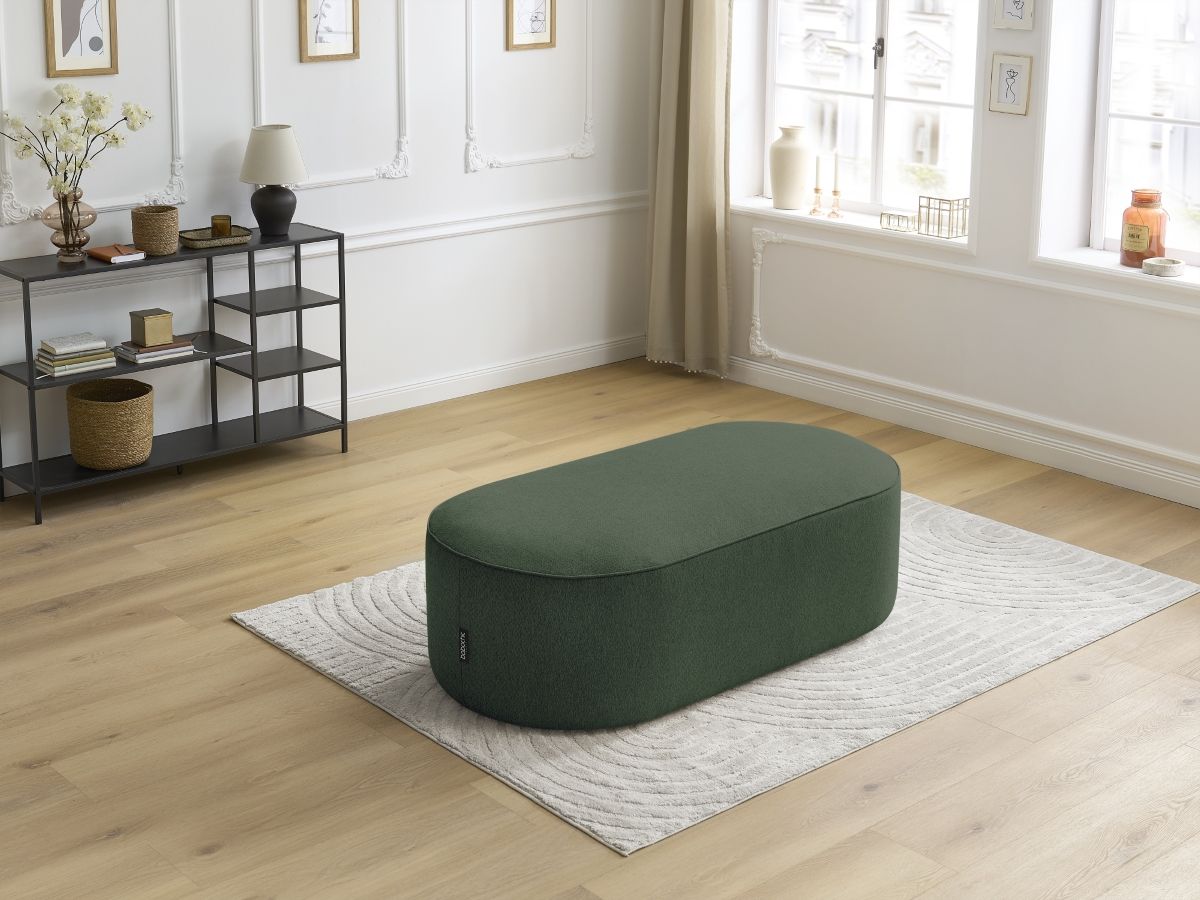 Bobochic Rousseau Pouf Melange-Stoff Grün