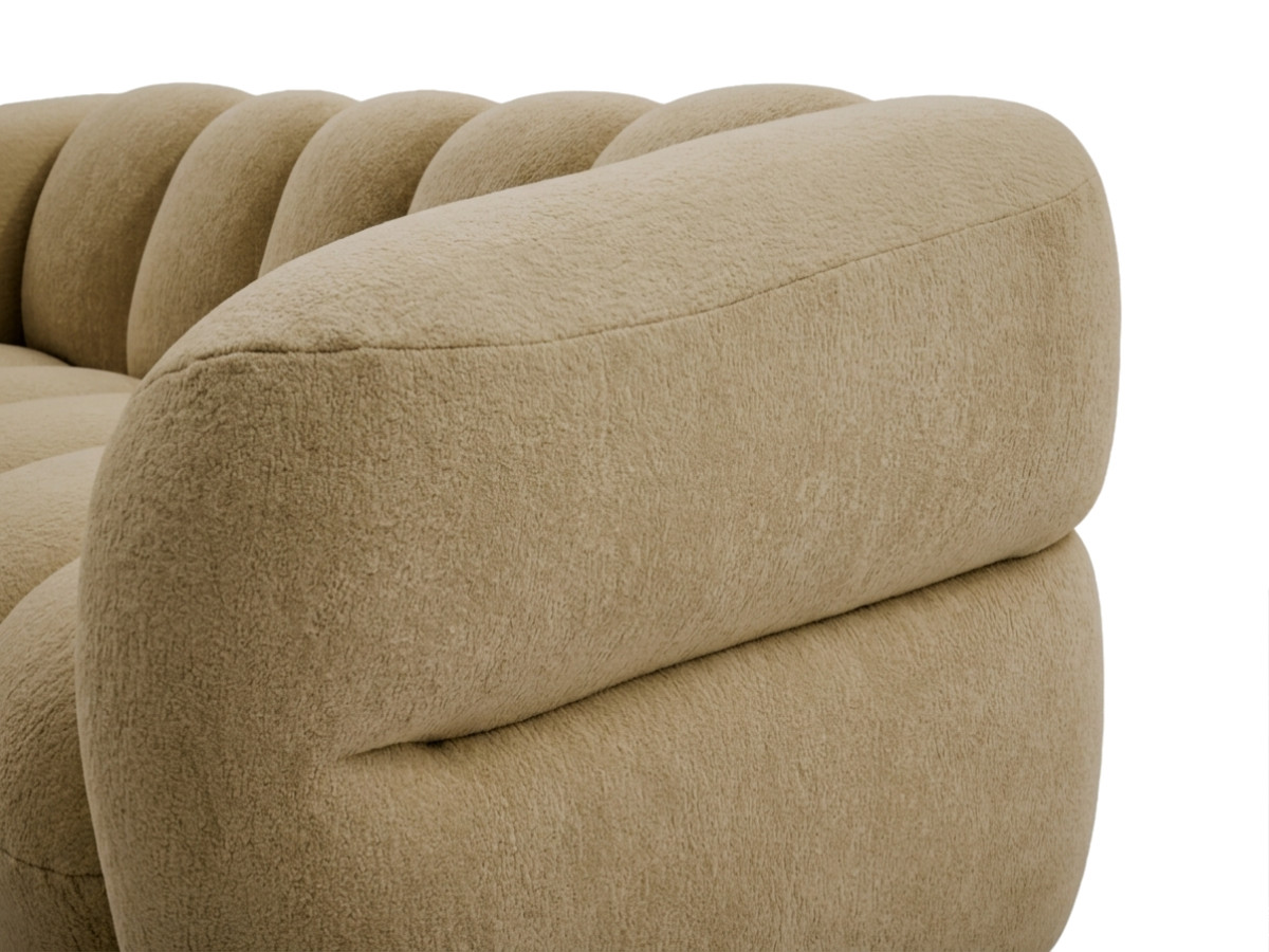 Bobochic Curvy Sofa 3-Sitzer Kunstfell Hellbraun