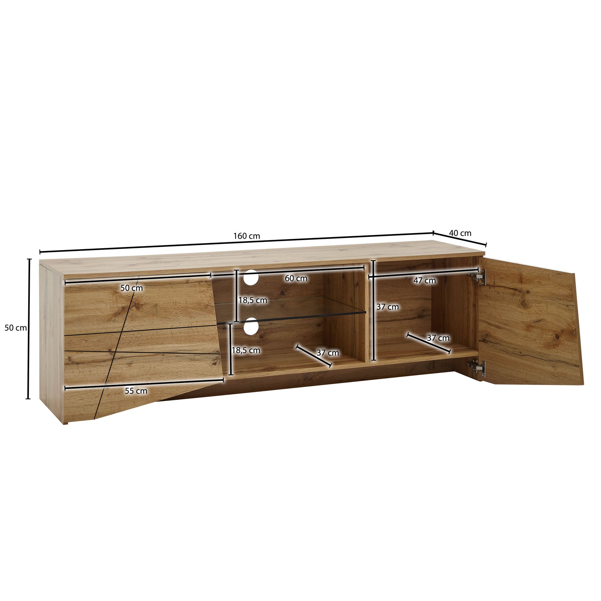 TV-Board Anholt Braun 160 × 40 × 50 cm