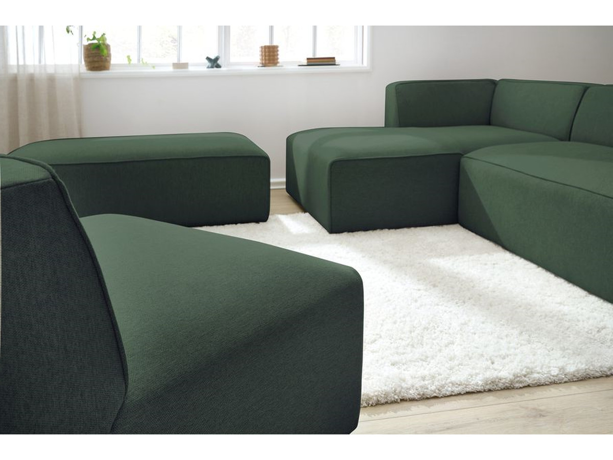 Bobochic Megeve Ecksofa mit Pouf Melange-Stoff Grün Ecke links