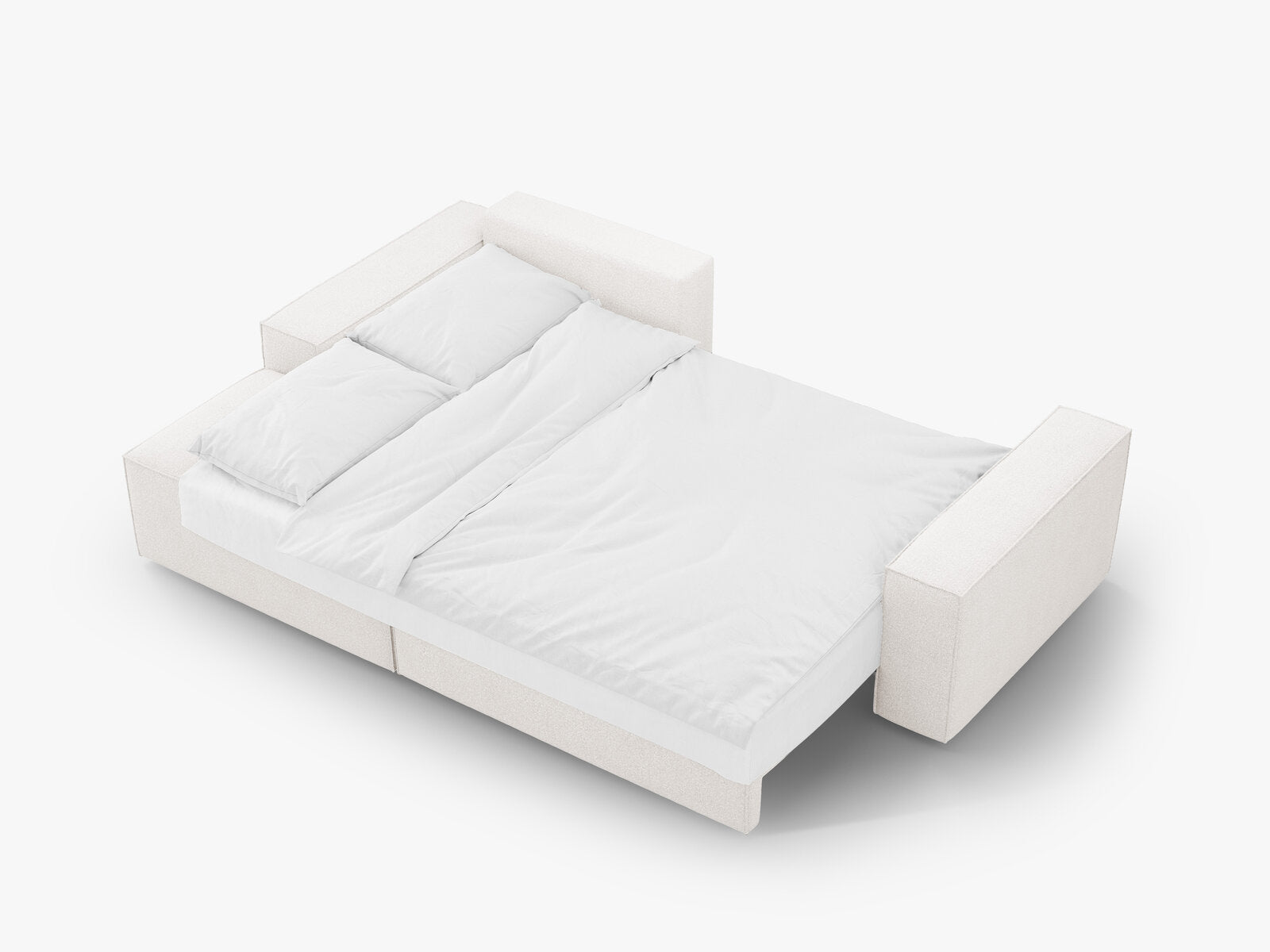 Micadoni Schlaf-Ecksofa Jodie 3-Sitzer Links Boucle Weiß