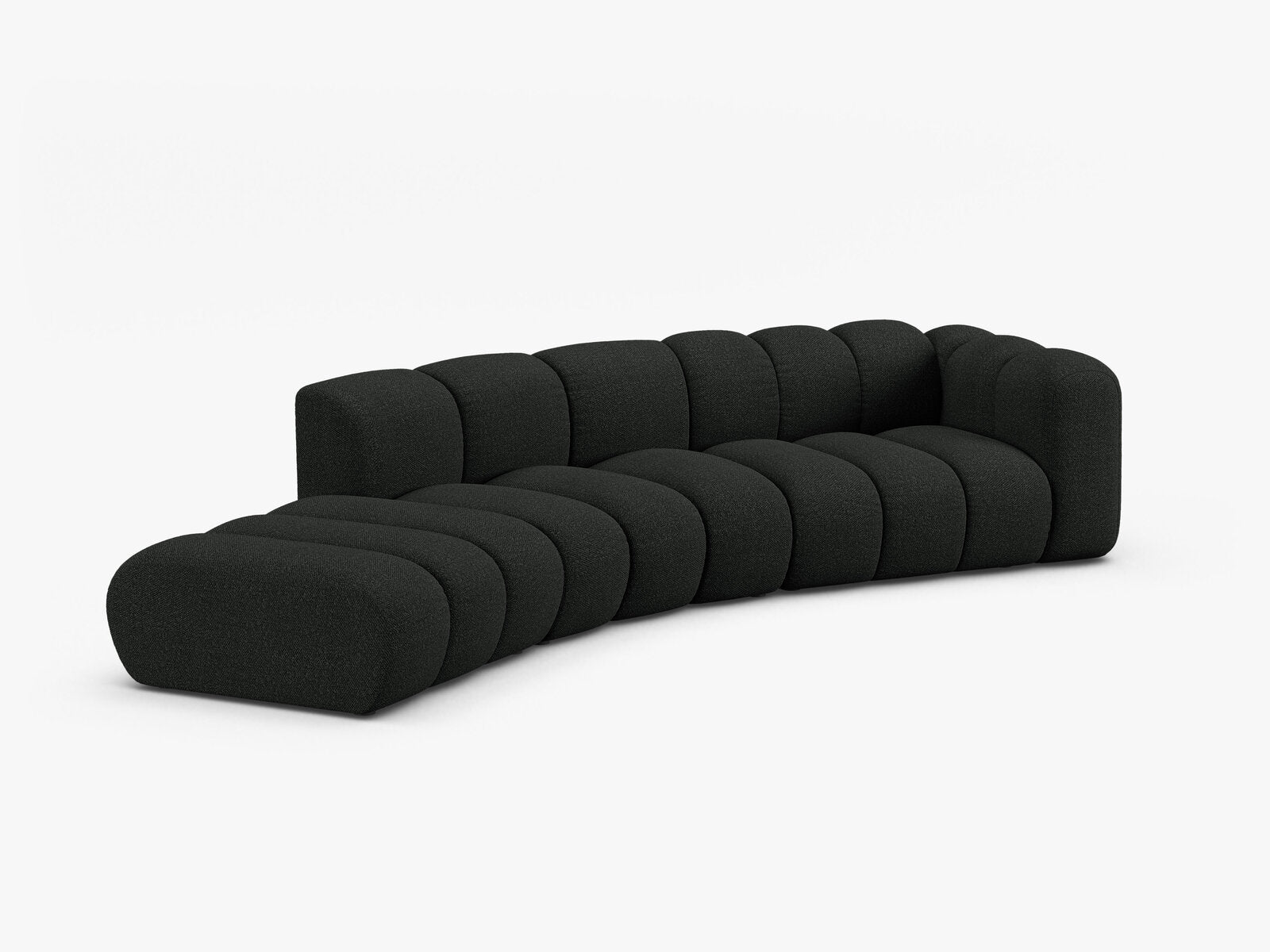 Micadoni Modulares Sofa Lupine 5-Sitzer Links Boucle Baloo Schwarz